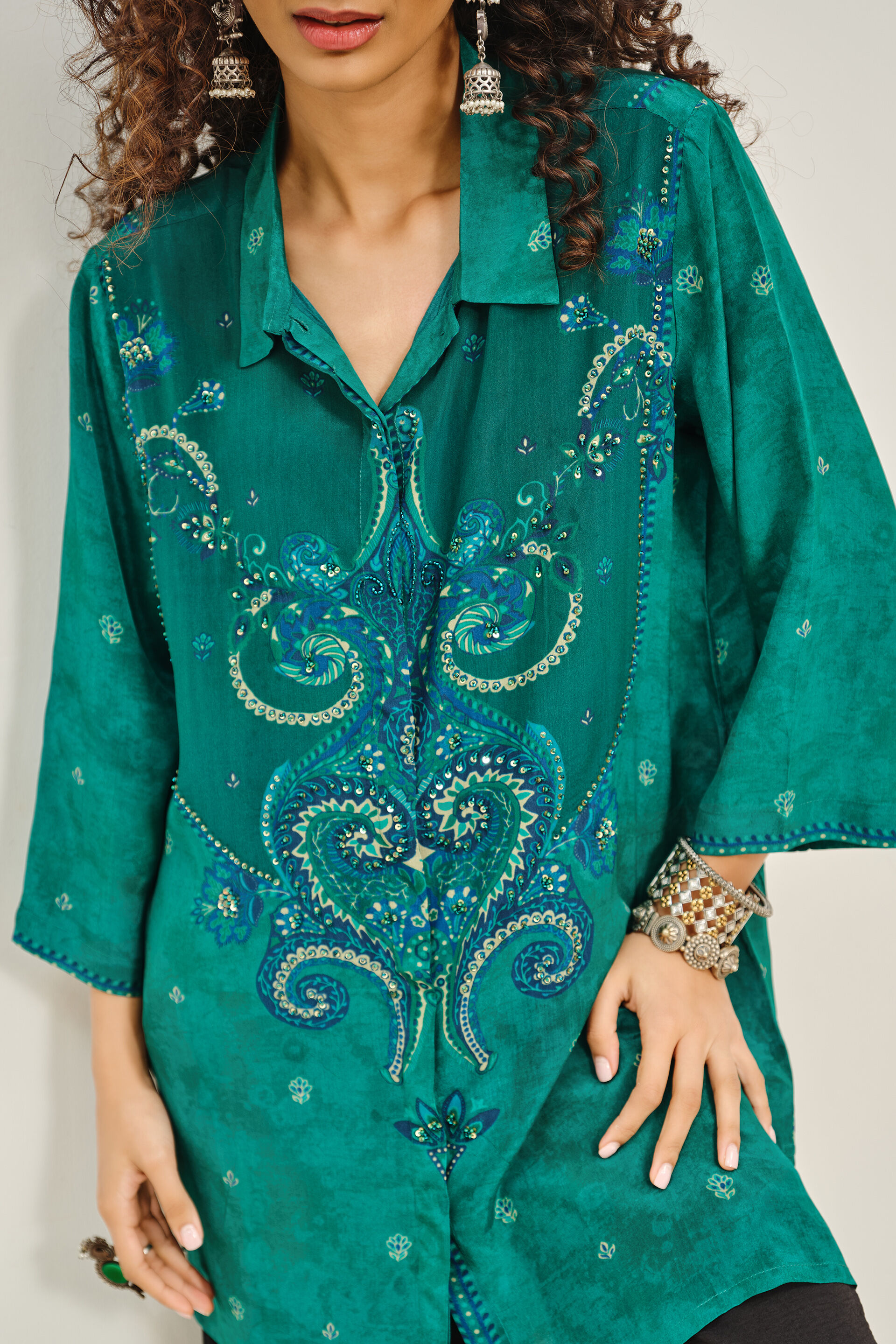 Vani Emerald Green Tunic, Green, image 6